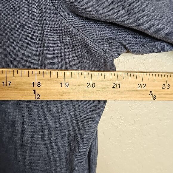 Flax Small Linen Blue Gray Button-Up Jacket With Pockets - Picture 7 of 7